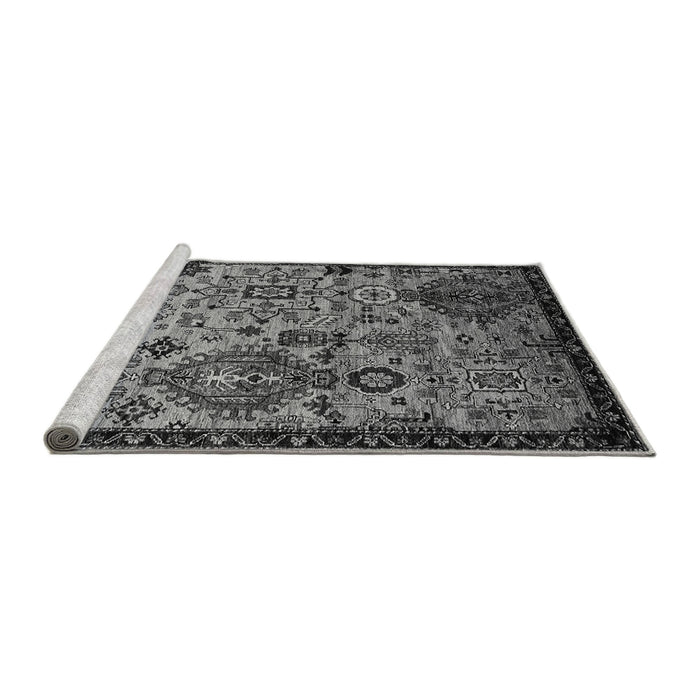Sideview of Machine Washable Oriental Gray Industrial Rug, wshurb2392gry
