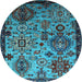 Round Oriental Light Blue Industrial Rug, urb2392lblu