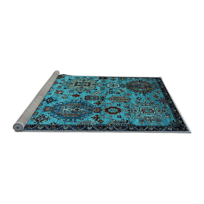 Sideview of Machine Washable Oriental Light Blue Industrial Rug, wshurb2392lblu