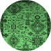 Round Oriental Emerald Green Industrial Rug, urb2392emgrn