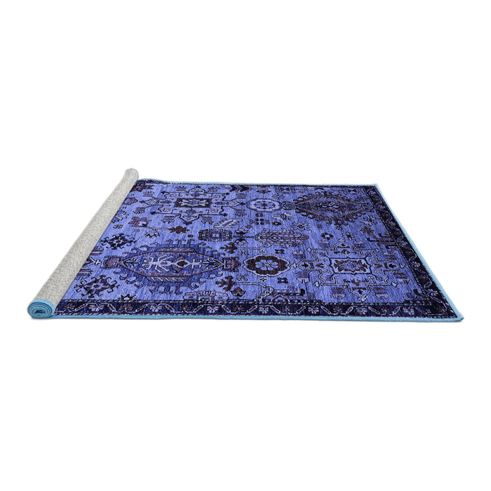 Sideview of Machine Washable Oriental Blue Industrial Rug, wshurb2392blu