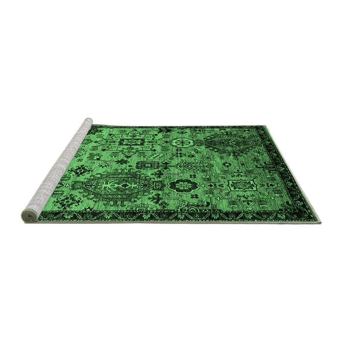 Sideview of Machine Washable Oriental Emerald Green Industrial Area Rugs, wshurb2392emgrn