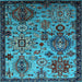 Square Machine Washable Oriental Light Blue Industrial Rug, wshurb2392lblu