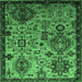 Square Machine Washable Oriental Emerald Green Industrial Area Rugs, wshurb2392emgrn