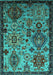 Machine Washable Oriental Turquoise Industrial Area Rugs, wshurb2392turq