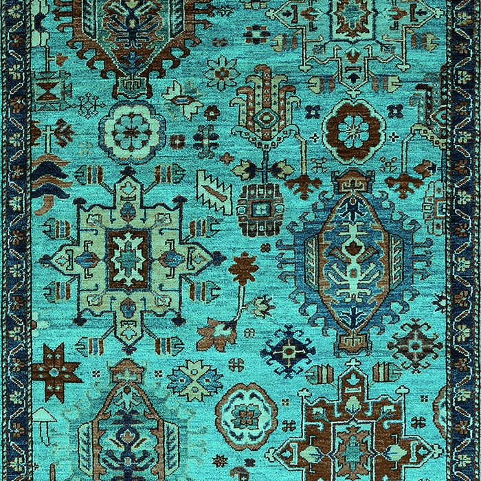 Machine Washable Oriental Turquoise Industrial Area Rugs, wshurb2392turq