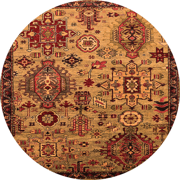 Round Oriental Orange Industrial Rug, urb2392org
