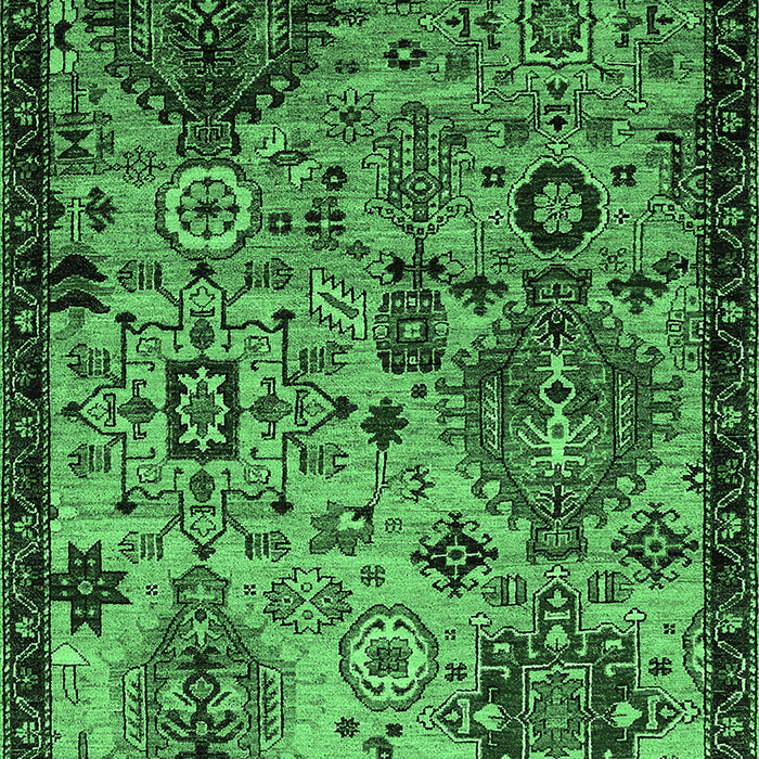Machine Washable Oriental Emerald Green Industrial Area Rugs, wshurb2392emgrn