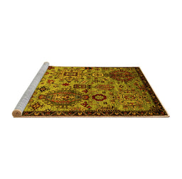Sideview of Machine Washable Oriental Yellow Industrial Rug, wshurb2392yw