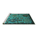 Sideview of Machine Washable Oriental Turquoise Industrial Area Rugs, wshurb2392turq