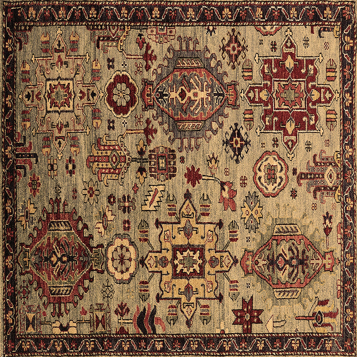 Square Machine Washable Oriental Brown Industrial Rug, wshurb2392brn