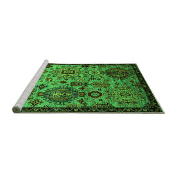 Sideview of Machine Washable Oriental Green Industrial Area Rugs, wshurb2392grn