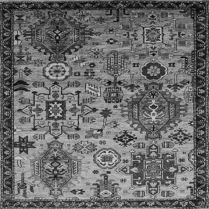 Square Machine Washable Oriental Gray Industrial Rug, wshurb2392gry