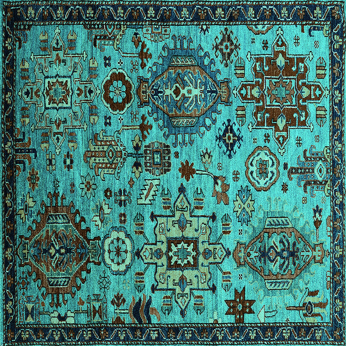 Square Oriental Turquoise Industrial Rug, urb2392turq