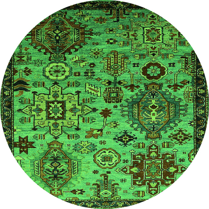 Round Oriental Green Industrial Rug, urb2392grn