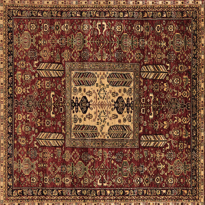 Square Machine Washable Oriental Brown Industrial Rug, wshurb2393brn