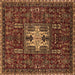 Square Machine Washable Oriental Brown Industrial Rug, wshurb2393brn