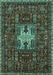 Machine Washable Oriental Turquoise Industrial Area Rugs, wshurb2393turq