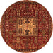 Round Oriental Orange Industrial Rug, urb2393org