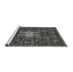 Sideview of Machine Washable Oriental Gray Industrial Rug, wshurb2393gry