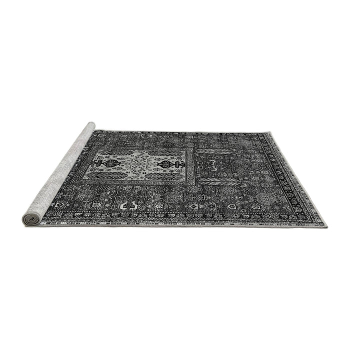 Sideview of Machine Washable Oriental Gray Industrial Rug, wshurb2393gry