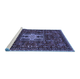 Sideview of Machine Washable Oriental Blue Industrial Rug, wshurb2393blu
