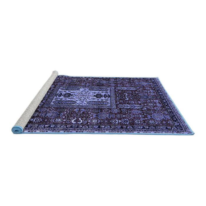 Sideview of Machine Washable Oriental Blue Industrial Rug, wshurb2393blu