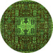 Round Oriental Green Industrial Rug, urb2393grn