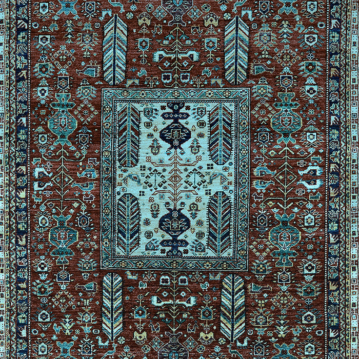 Machine Washable Oriental Light Blue Industrial Rug, wshurb2393lblu
