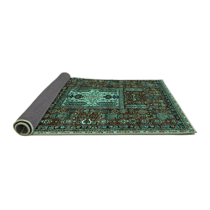 Sideview of Oriental Turquoise Industrial Rug, urb2393turq