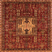 Square Machine Washable Oriental Orange Industrial Area Rugs, wshurb2393org