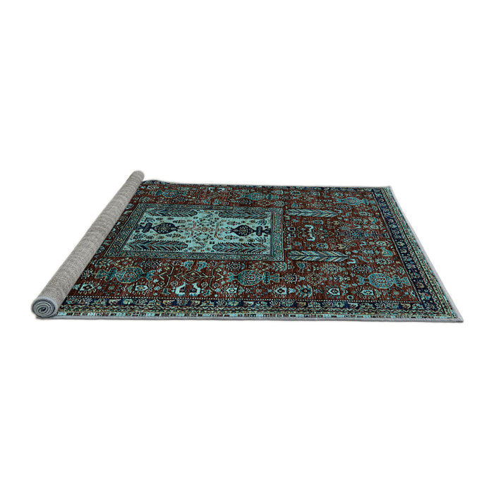Sideview of Machine Washable Oriental Light Blue Industrial Rug, wshurb2393lblu