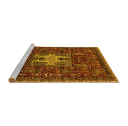 Sideview of Machine Washable Oriental Yellow Industrial Rug, wshurb2393yw