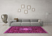 Machine Washable Oriental Pink Industrial Rug in a Living Room, wshurb2393pnk