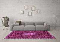 Machine Washable Oriental Pink Industrial Rug, wshurb2393pnk