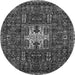 Round Machine Washable Oriental Gray Industrial Rug, wshurb2393gry