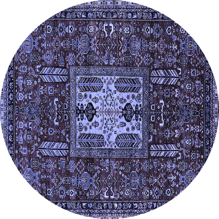 Round Oriental Blue Industrial Rug, urb2393blu