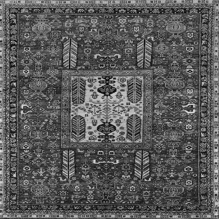 Square Machine Washable Oriental Gray Industrial Rug, wshurb2393gry