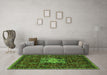 Machine Washable Oriental Green Industrial Area Rugs in a Living Room,, wshurb2393grn