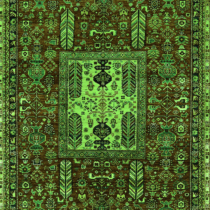 Machine Washable Oriental Green Industrial Area Rugs, wshurb2393grn