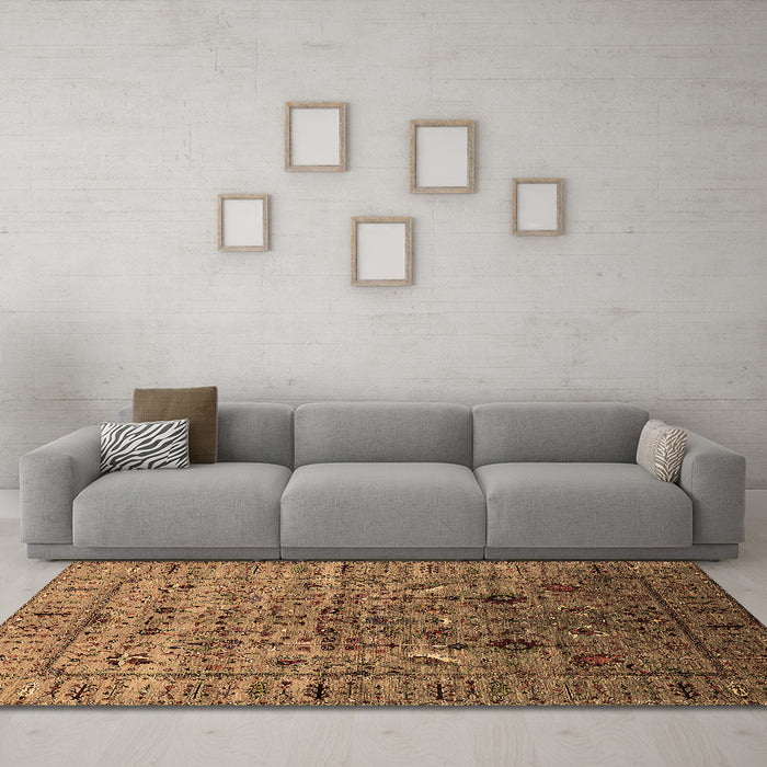 Machine Washable Oriental Brown Industrial Rug in a Living Room,, wshurb2394brn