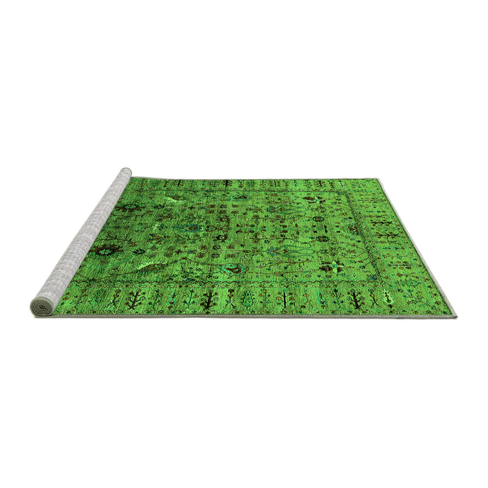 Sideview of Machine Washable Oriental Green Industrial Area Rugs, wshurb2394grn
