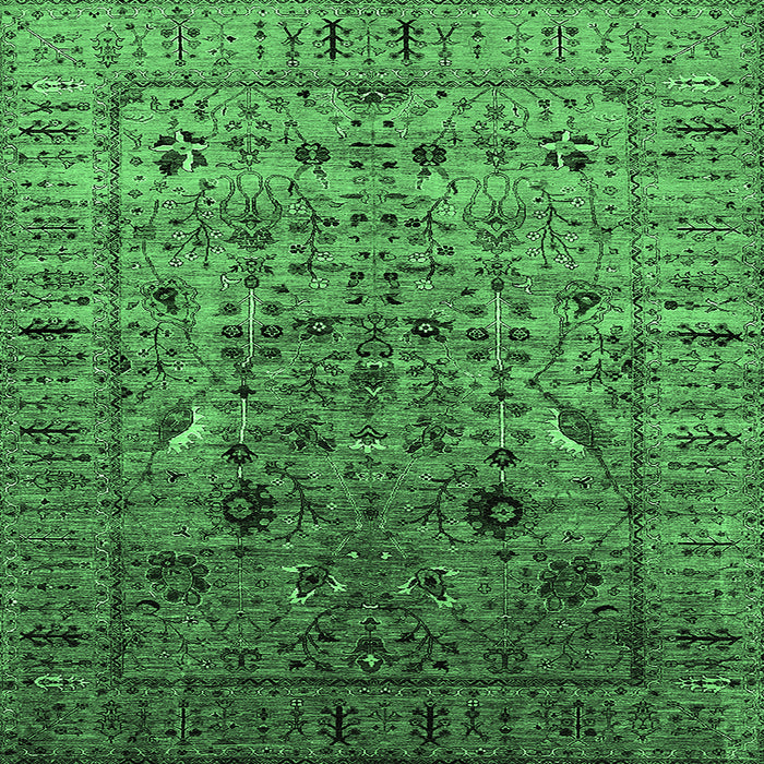 Square Machine Washable Oriental Emerald Green Industrial Area Rugs, wshurb2394emgrn
