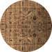 Round Oriental Brown Industrial Rug, urb2394brn