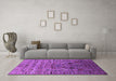 Machine Washable Oriental Purple Industrial Area Rugs in a Living Room, wshurb2394pur