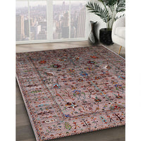 Mid-Century Modern Reddish Brown Oriental Rug, urb2394