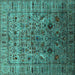 Square Oriental Turquoise Industrial Rug, urb2394turq