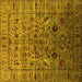 Square Machine Washable Oriental Yellow Industrial Rug, wshurb2394yw