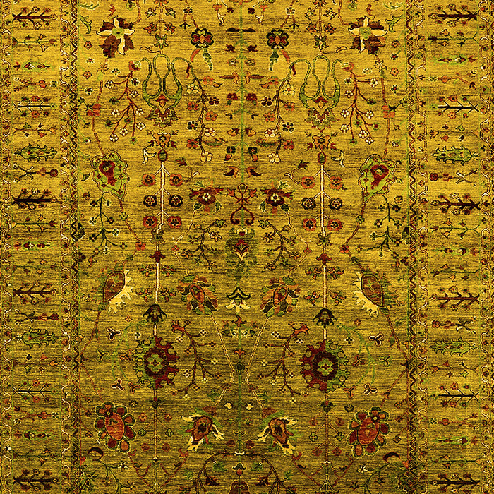 Machine Washable Oriental Yellow Industrial Rug, wshurb2394yw