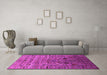 Machine Washable Oriental Pink Industrial Rug in a Living Room, wshurb2394pnk